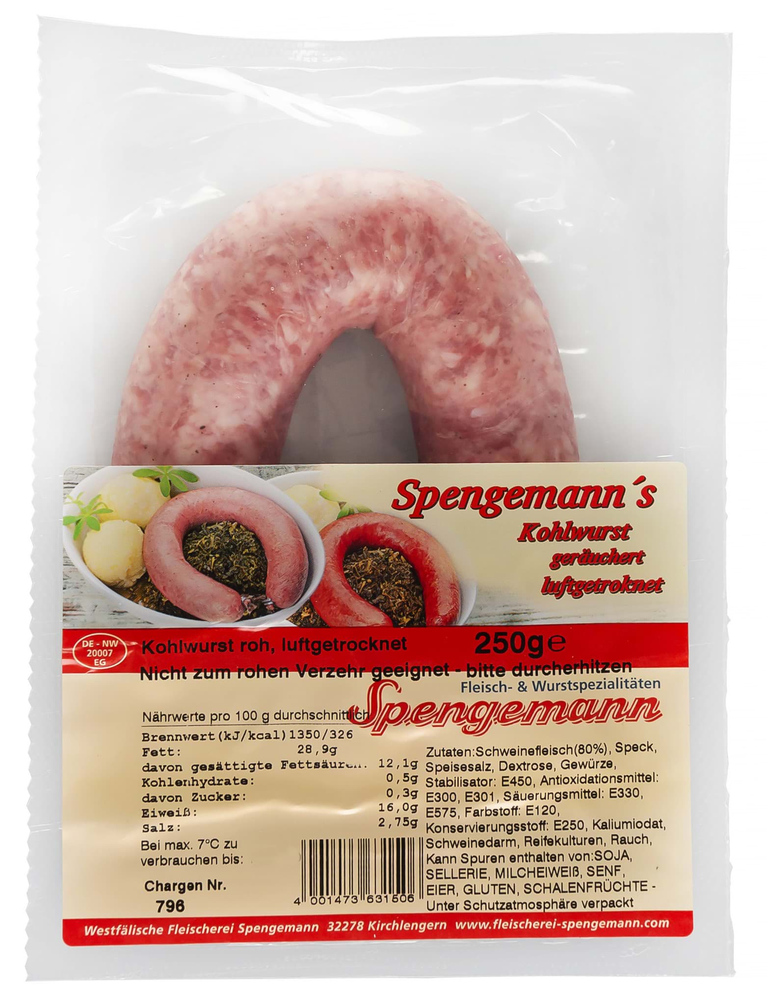 Bild von Spengemann Kohlwurst roh luftgetrocknet 250g